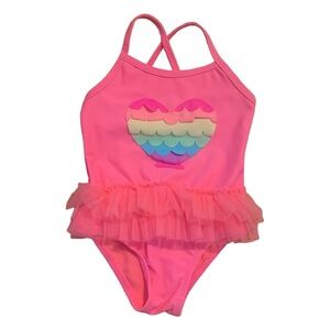 George Pink One Piece Swim Suit Tutu Ruffles Baby Girl Size 6-12 M